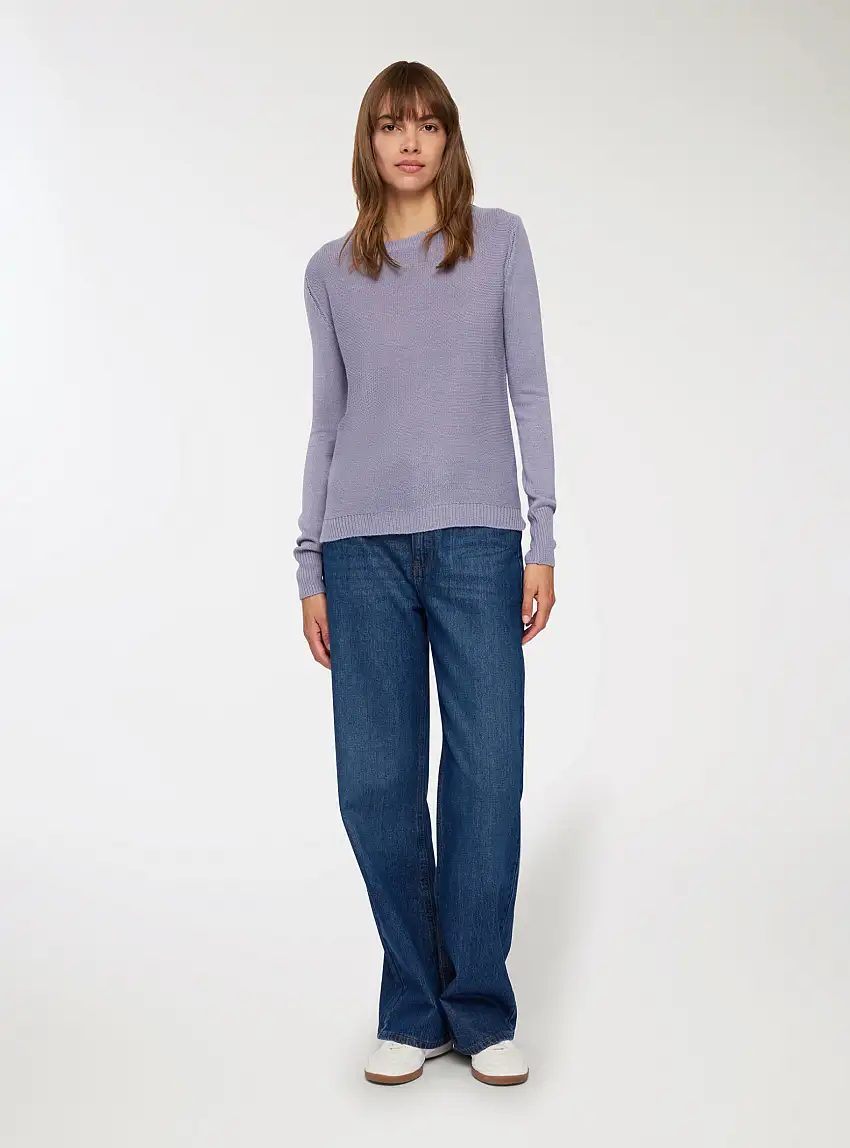 Maglia girocollo tinta unita Blu denim