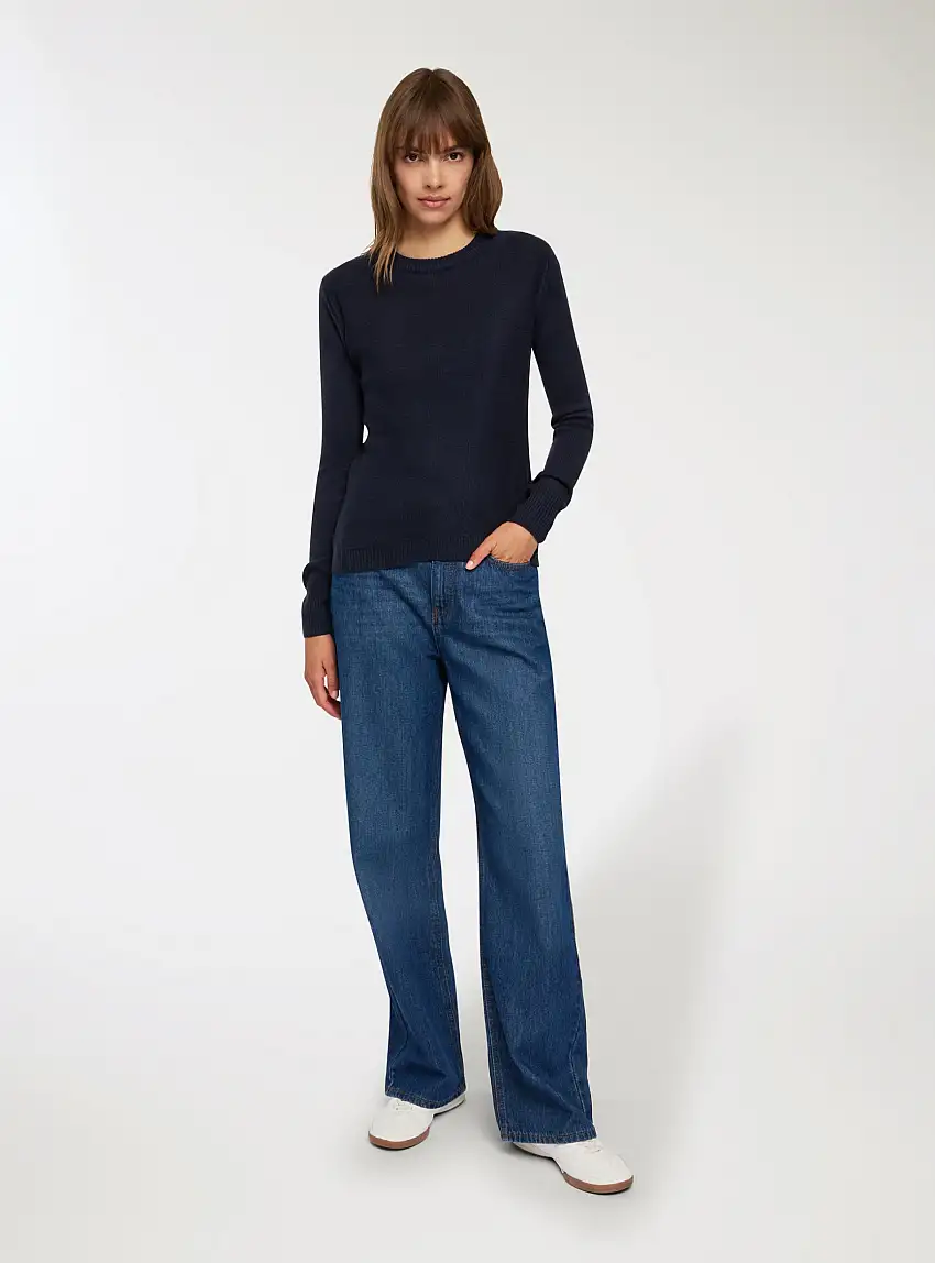 Maglia girocollo tinta unita Blu scuro