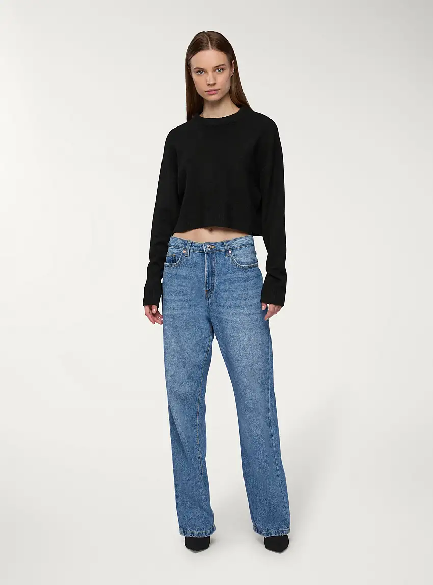 Maglia crop tinta unita Nero