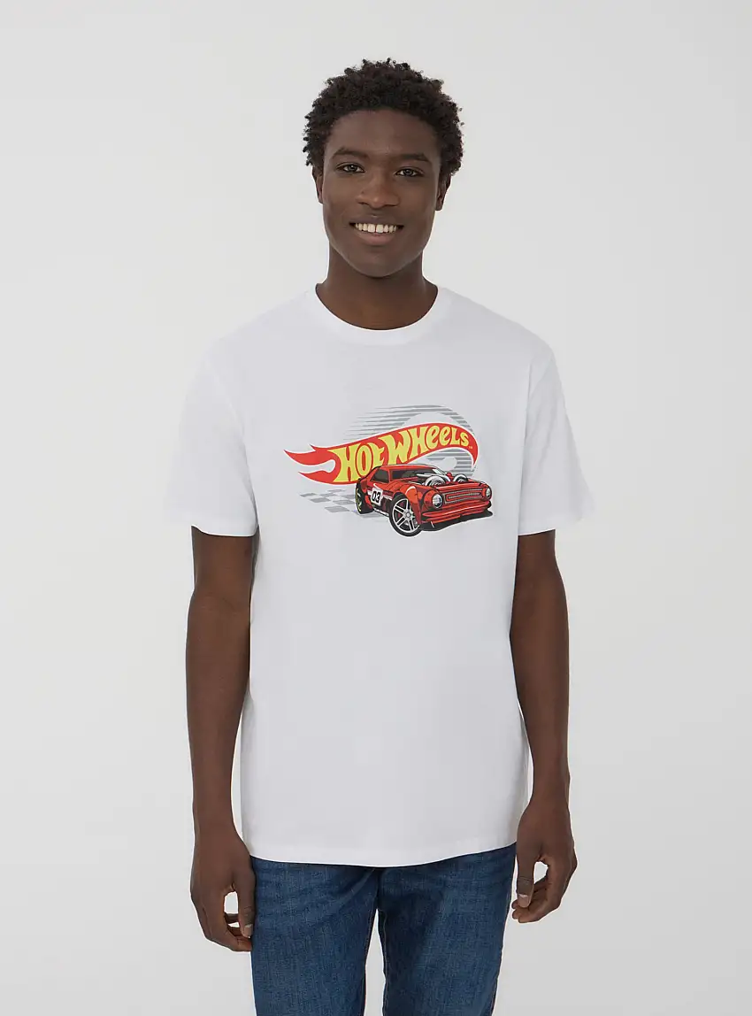 T-shirt con stampa Hot Wheels® uomo Bianco ottico