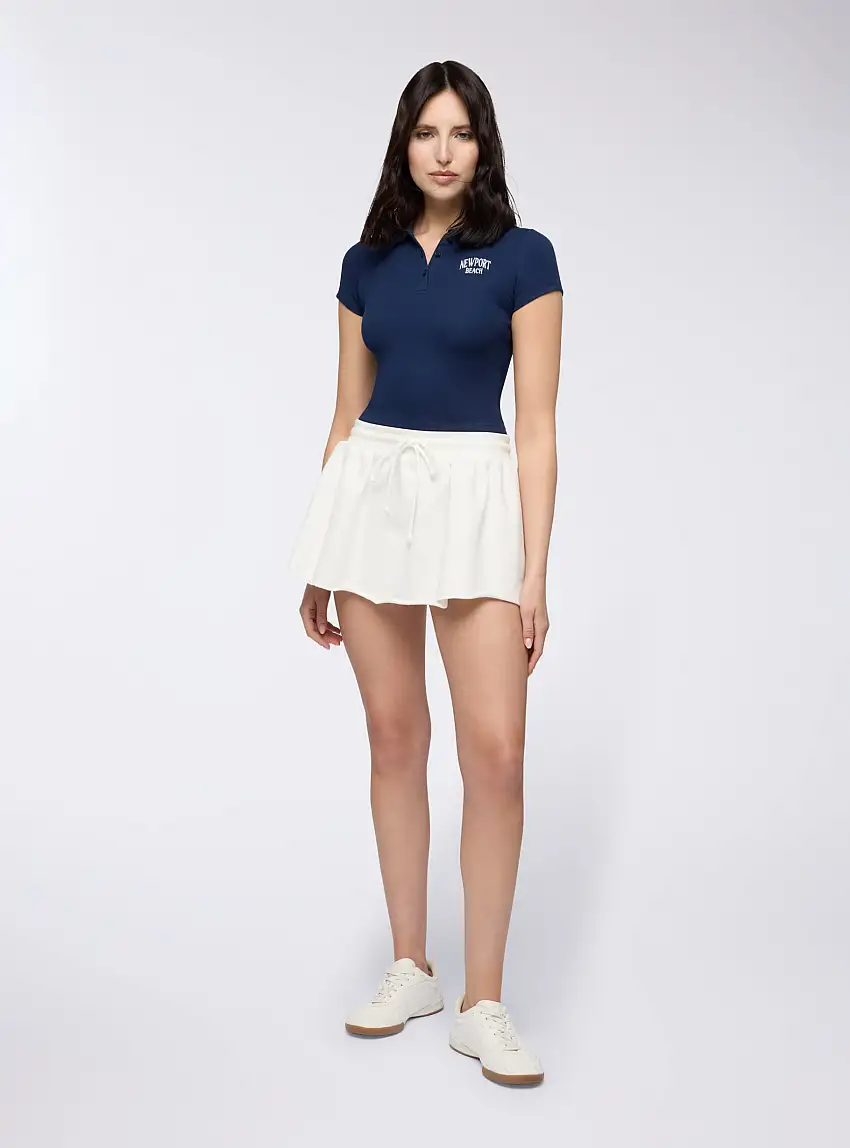 Minigonna in felpa con coulisse Bianco lana