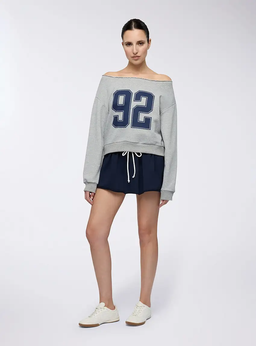 Minigonna in felpa con coulisse Blu scuro