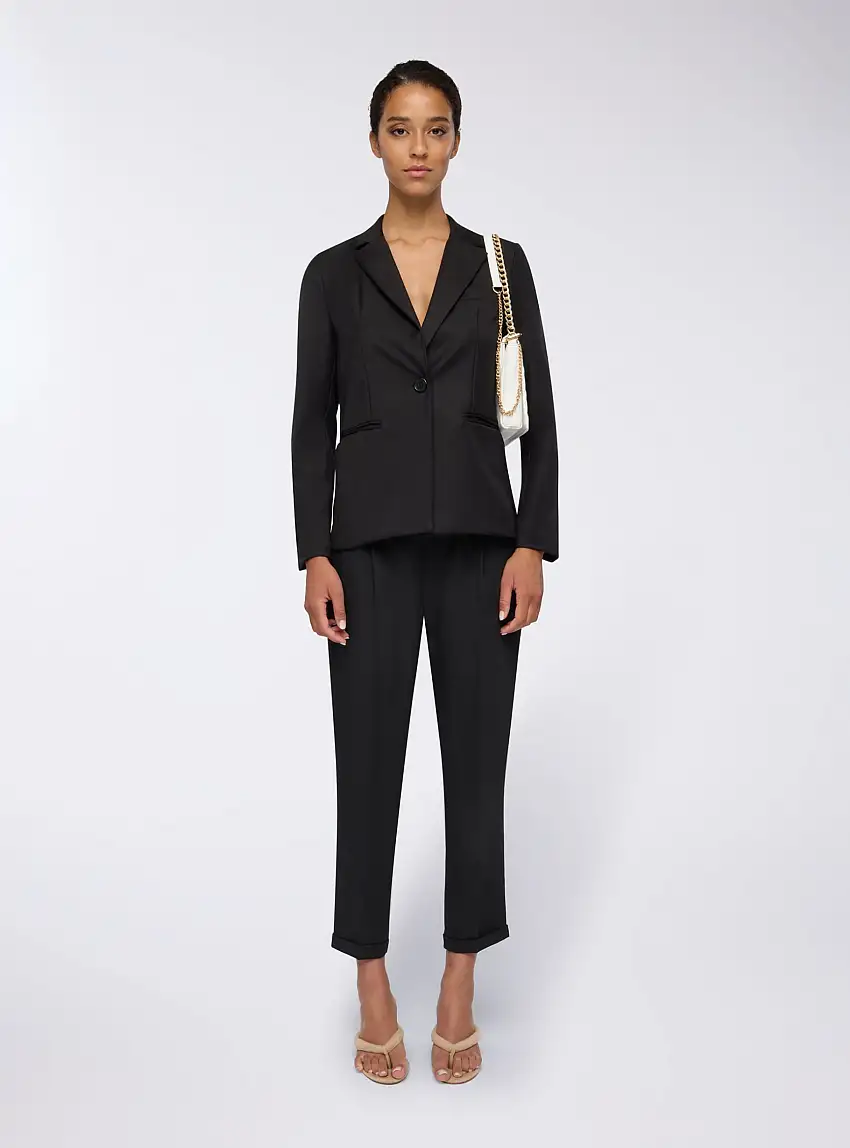 Giacca sfiancata tinta unita Nero