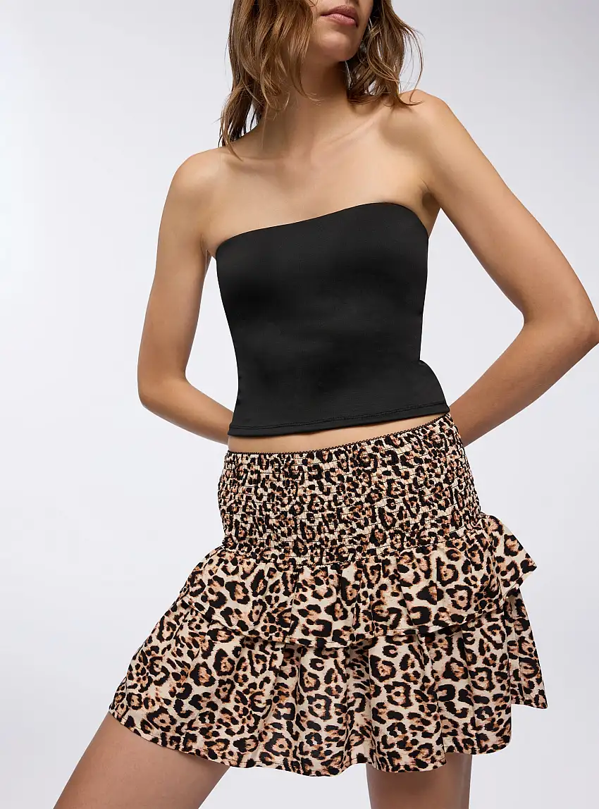 Minigonna con balze animalier Var beige