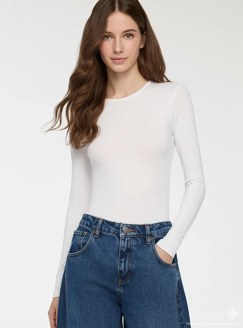 T-shirt manica tinta unita Bianco lana