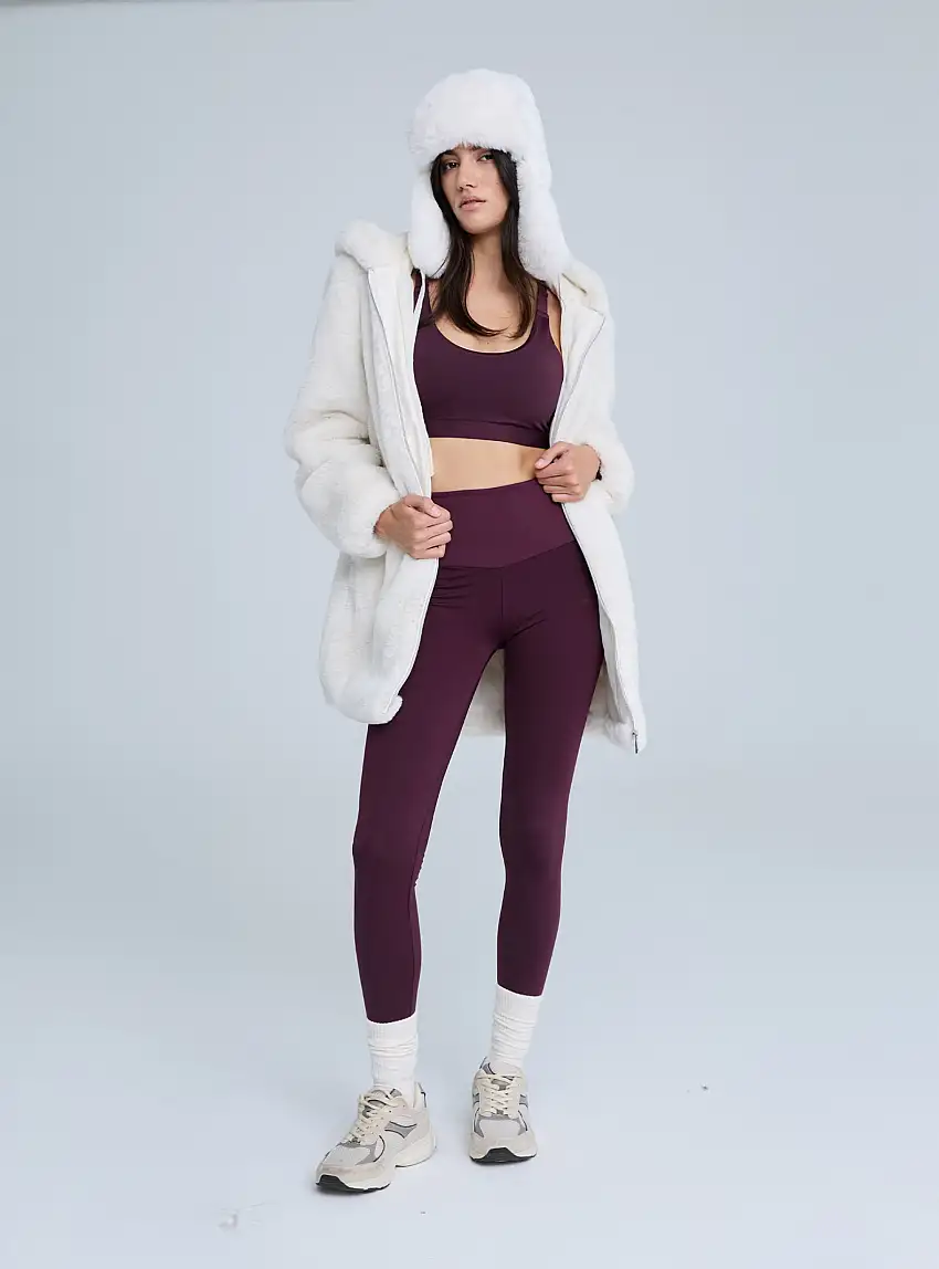 Cappotto in similpelliccia con cappuccio Bianco lana