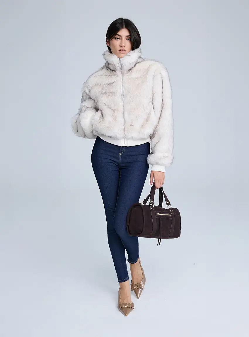 Bomber similpelliccia Bianco lana