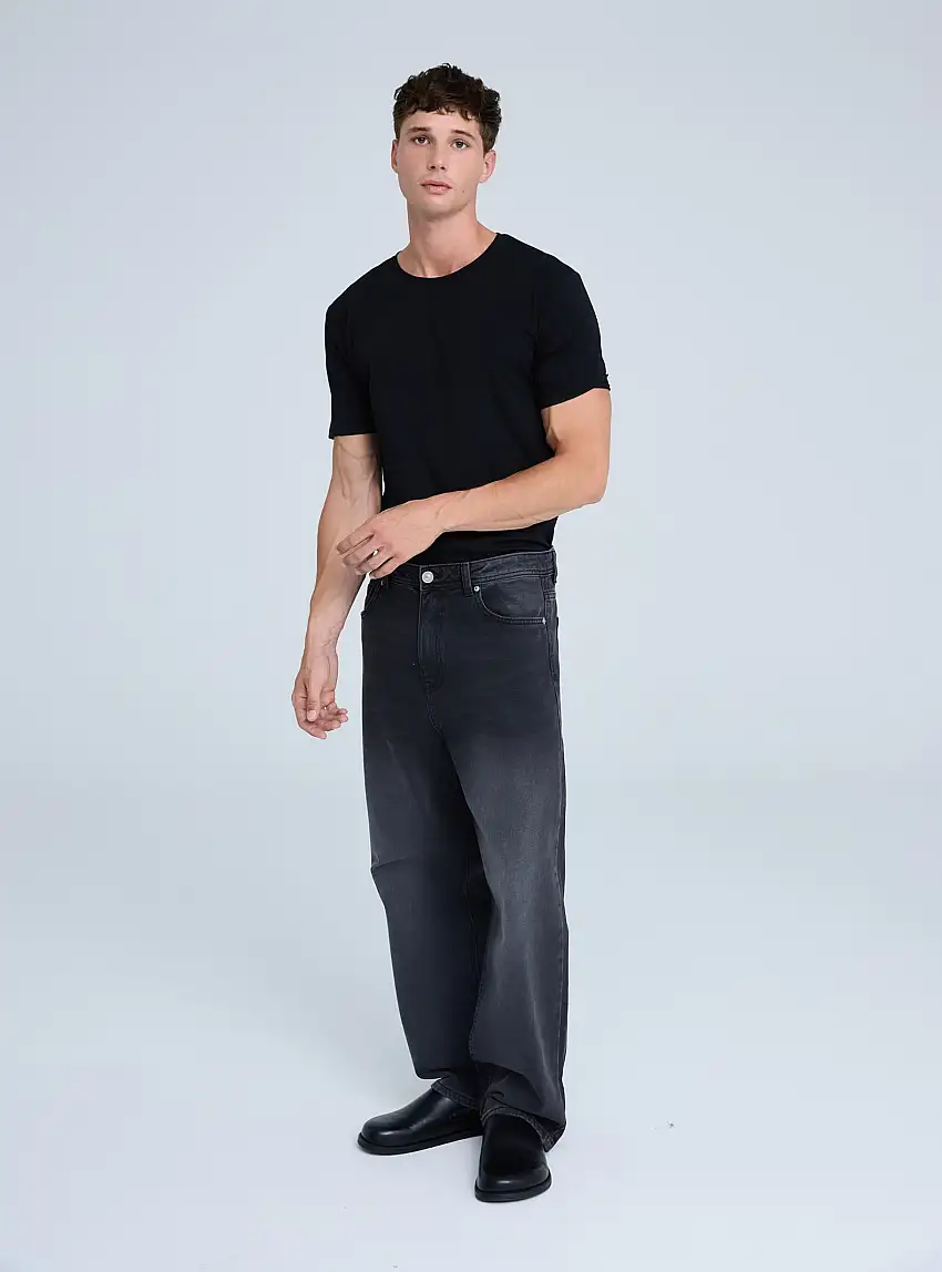 Jeans super baggy a cinque tasche Nero denim