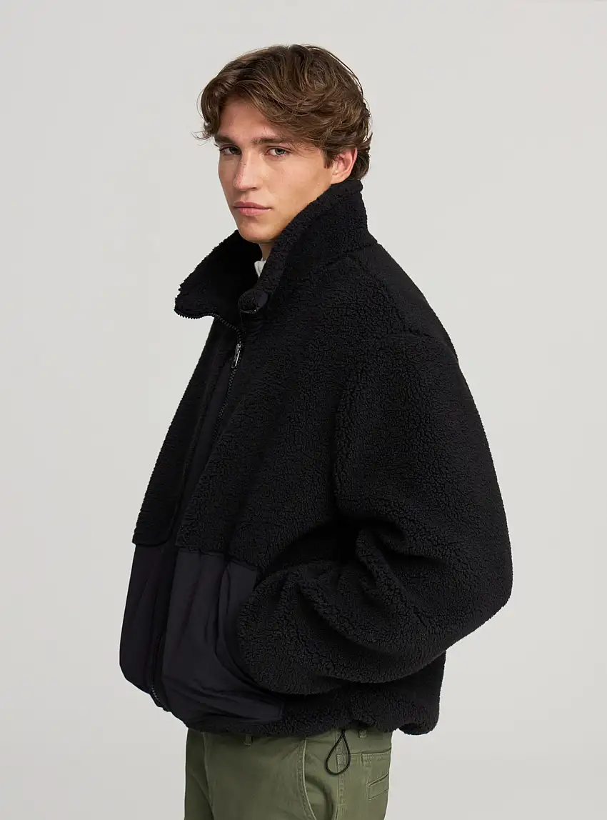 Giubbotto sherpa con zip Nero