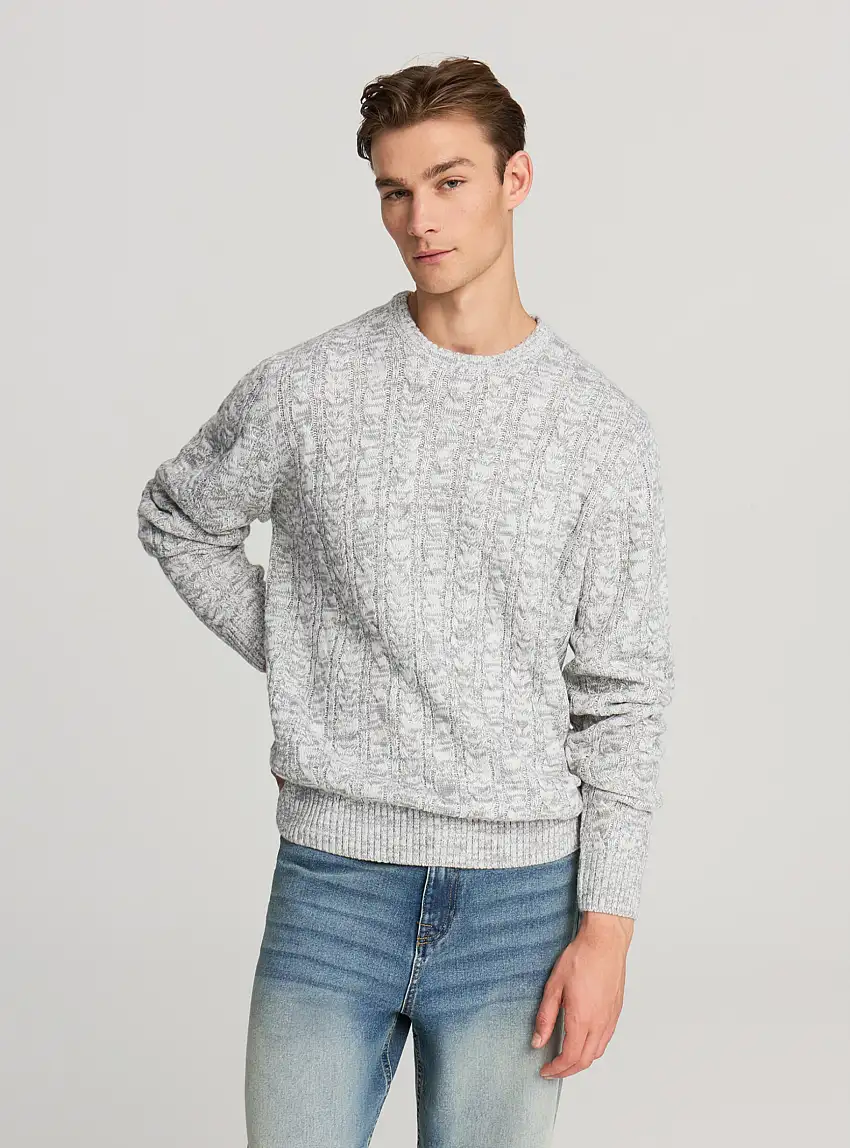 Maglia trecce a girocollo Grigio chiaro vanise