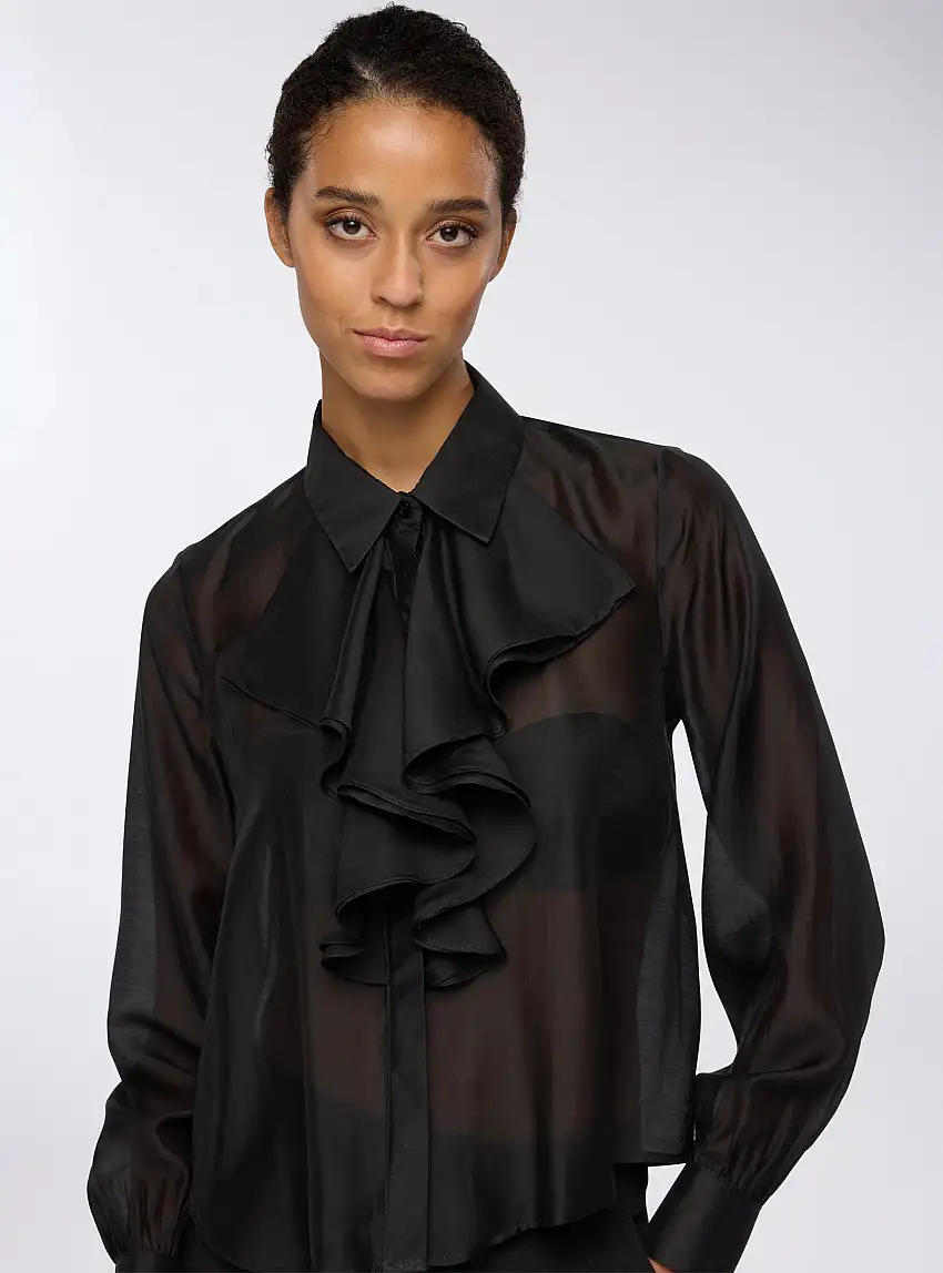 Camicia con rouches Nero