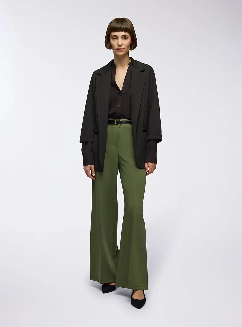 Pantaloni wide leg con cintura Verde militare