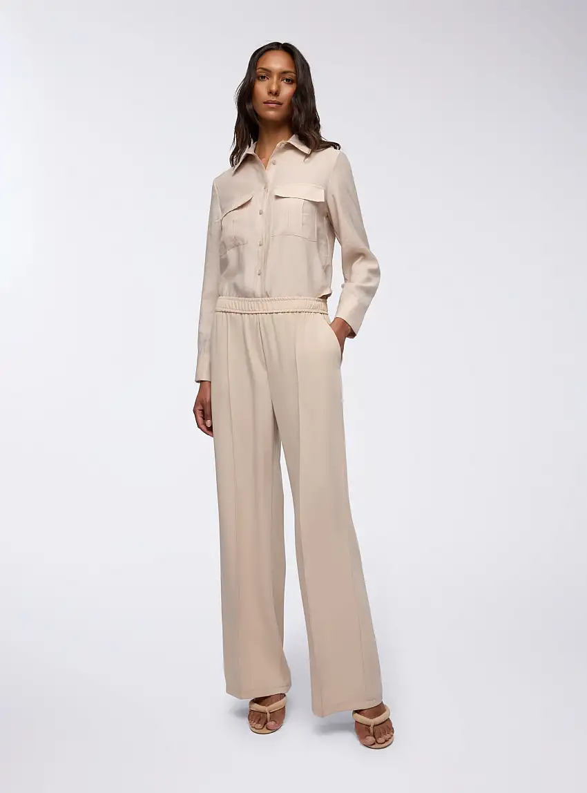 Pantaloni wide leg con elastico Fango