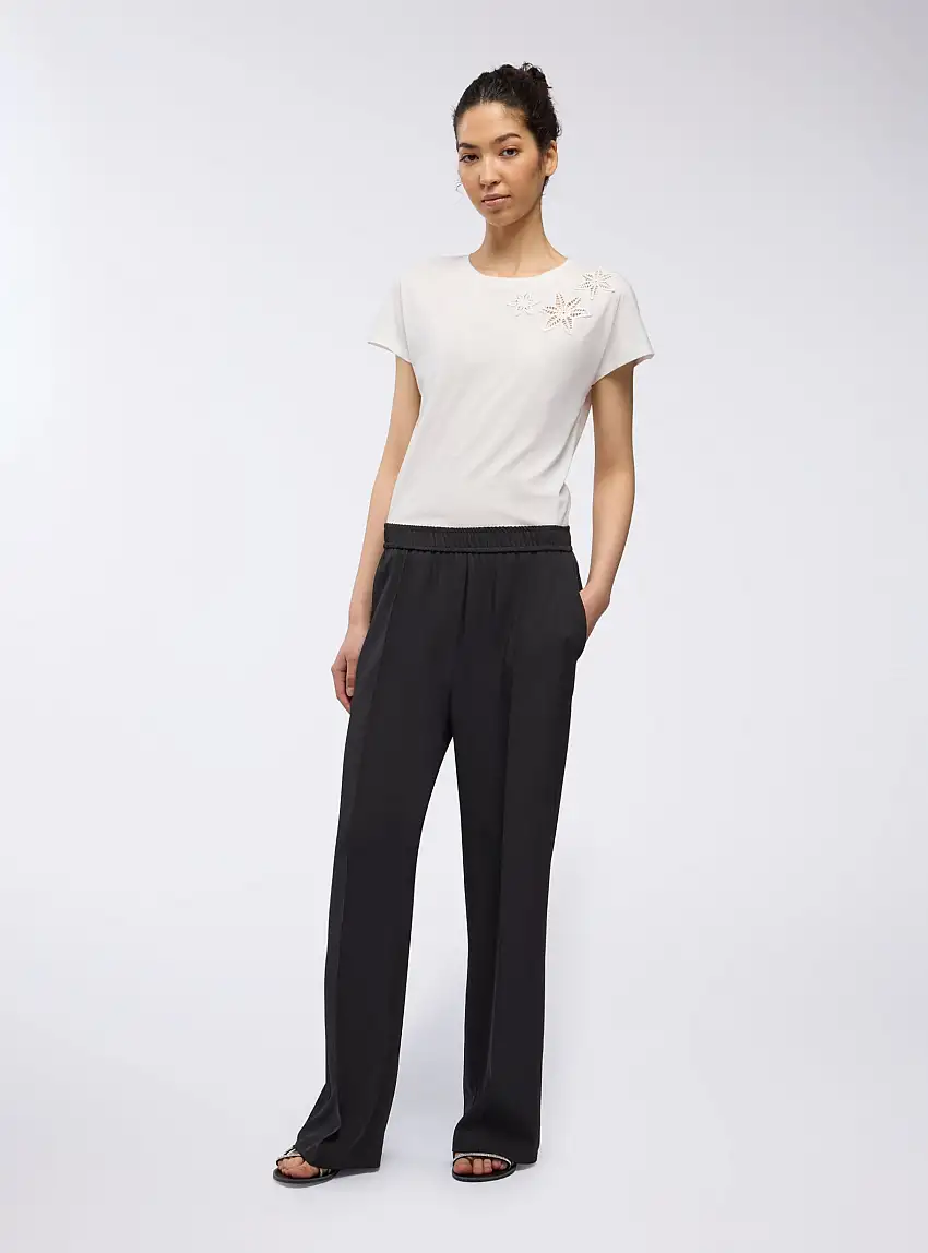 Pantaloni wide leg con elastico Nero