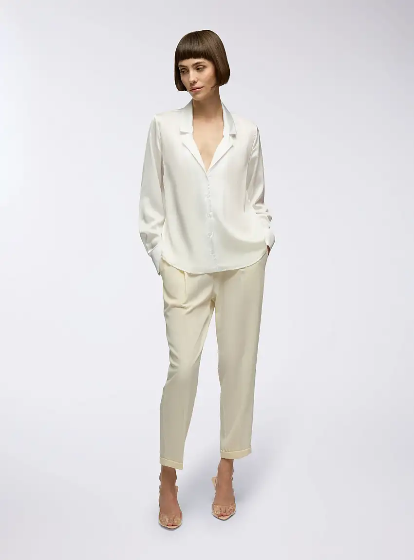 Pantaloni chino con pinces Beige