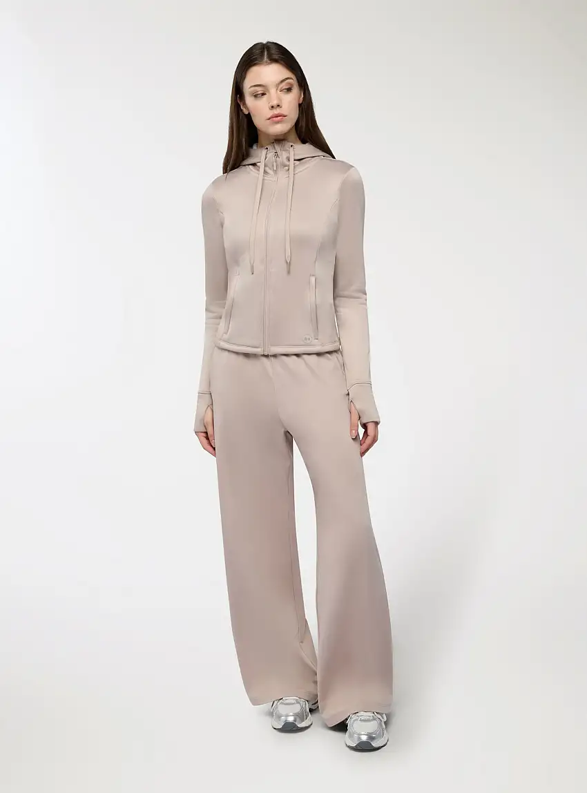 Felpa sportiva super thermal con cappuccio Tortora