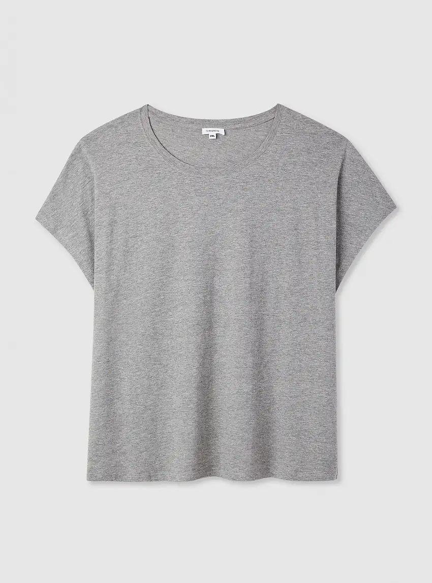 T-shirt basic tinta unita Grigio medio melange