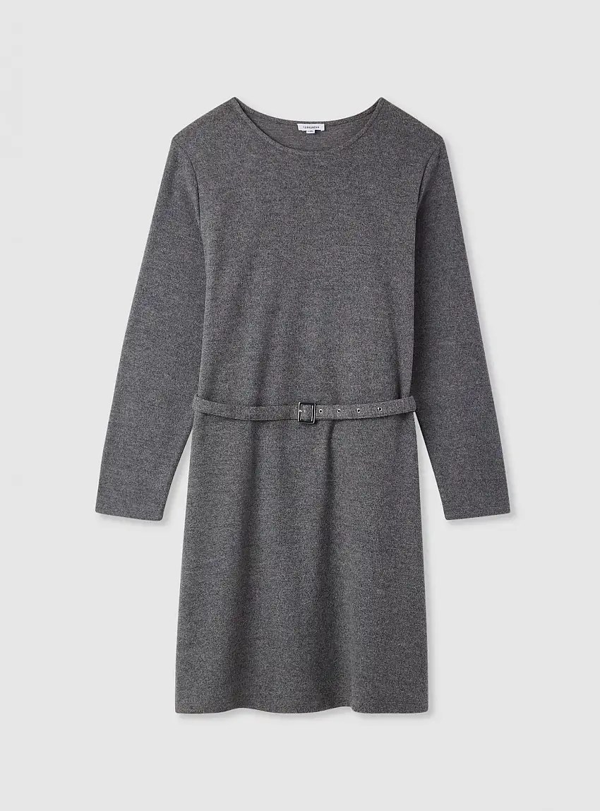 Vestito con cintura in maglia Grigio medio melange