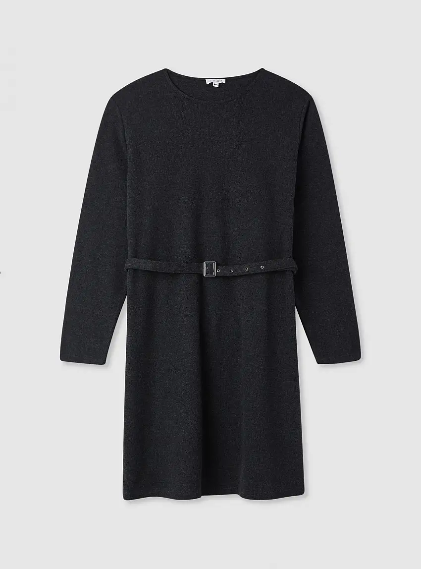 Vestito con cintura in maglia Nero melange