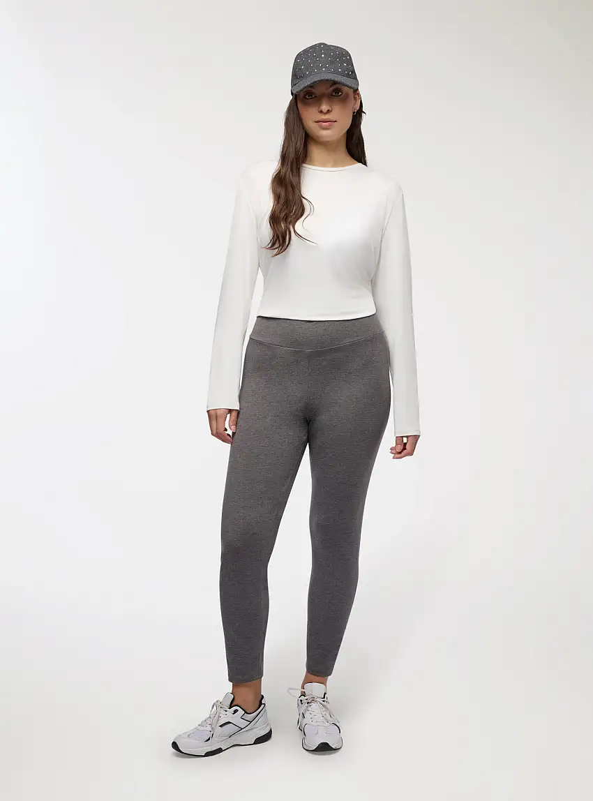 Leggings lunghi vita alta Grigio medio melange