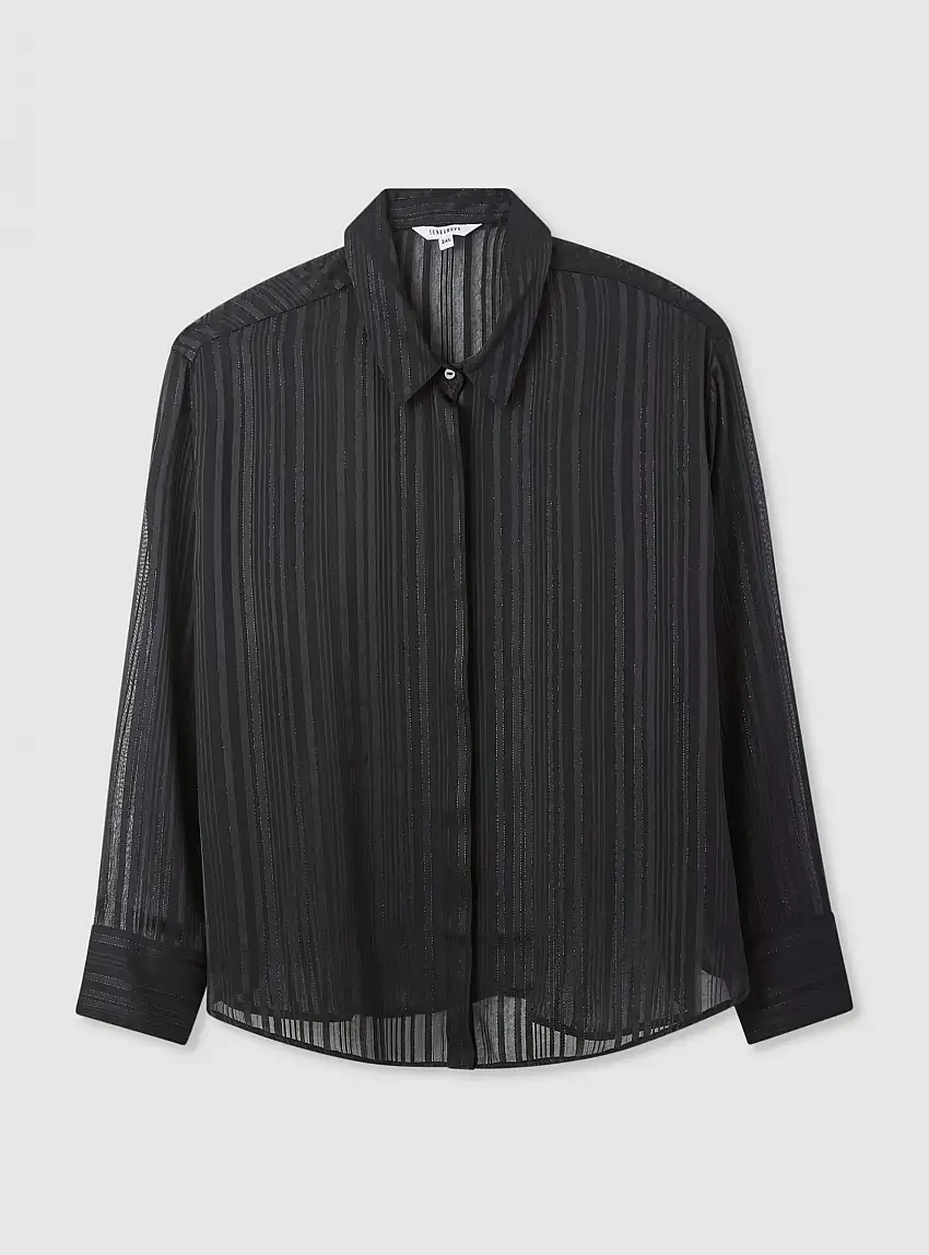 Camicia a righe effetto luccicante Nero