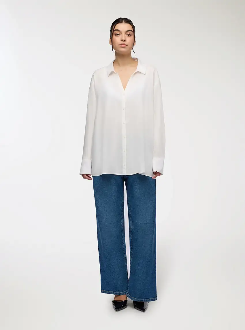 Blusa in viscosa tinta unita Bianco lana