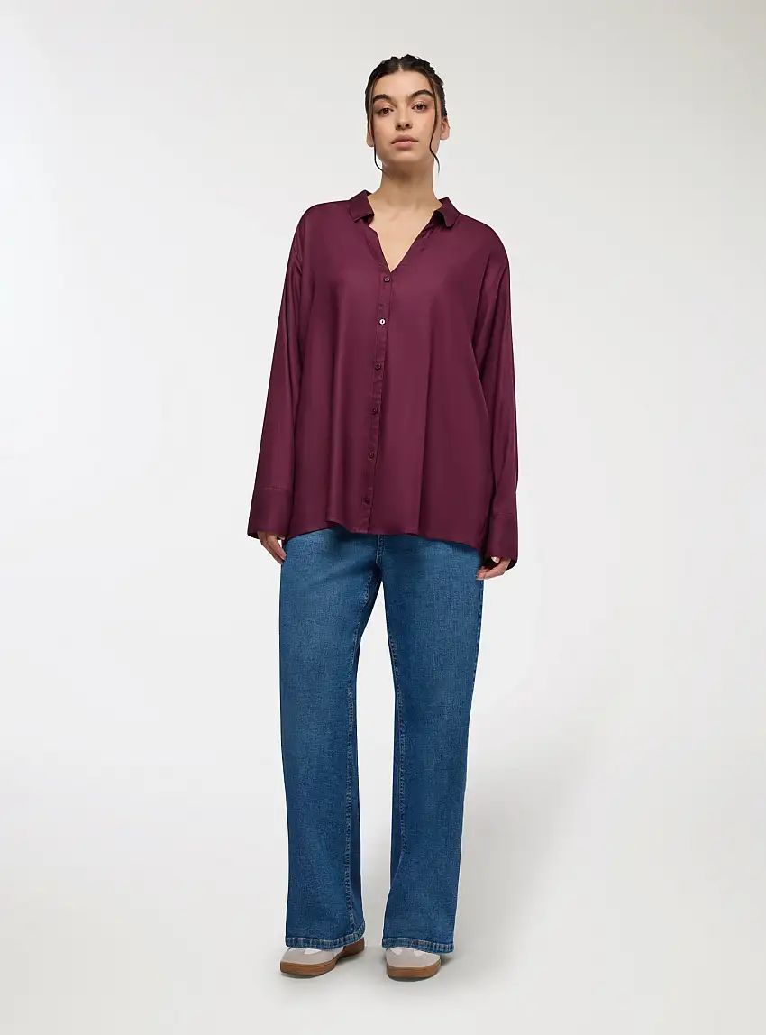 Blusa in viscosa tinta unita Prugna