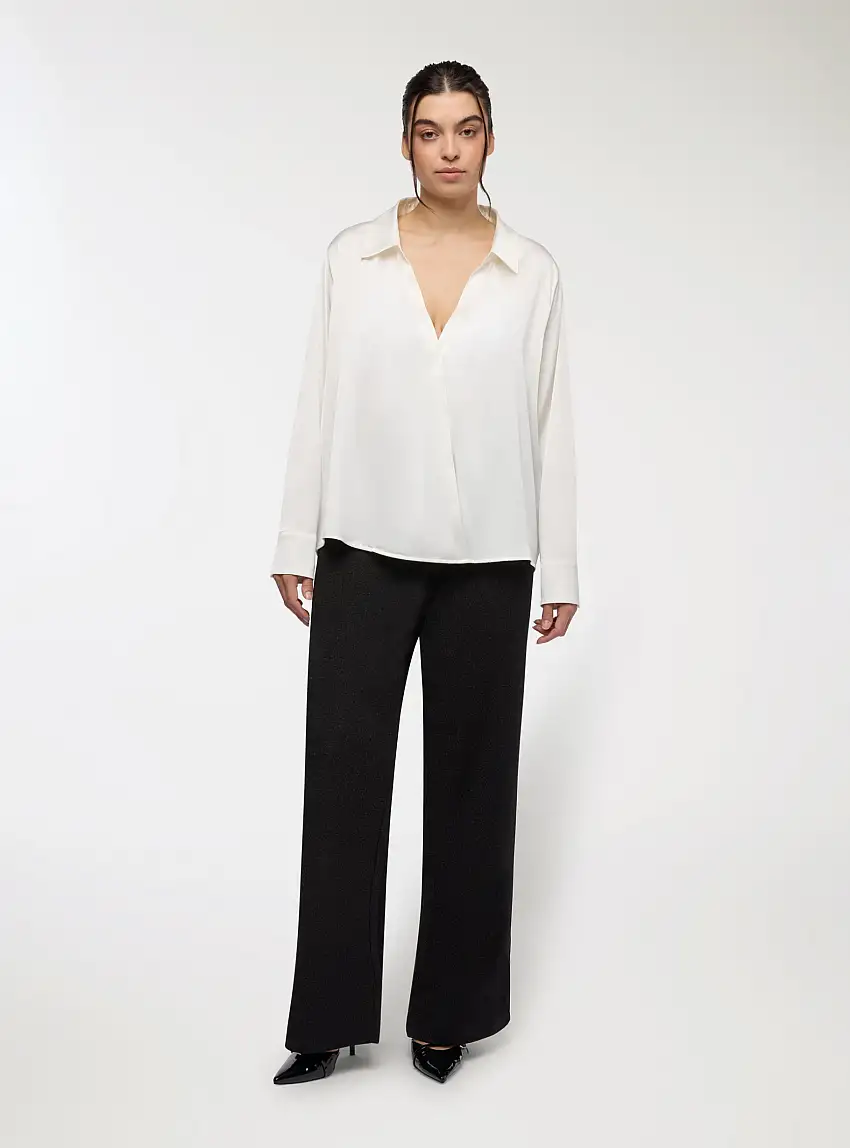 Pantaloni a zampa effetto luccicante Nero