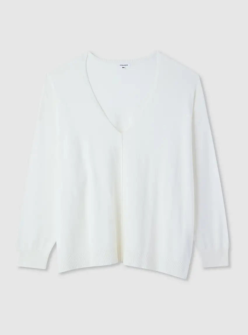 Maglia scollo a V Bianco lana