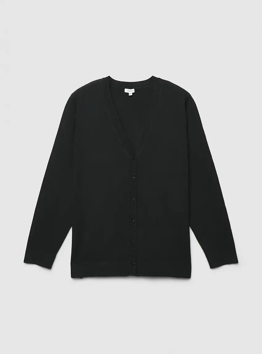 Cardigan scollo a v con bottoni Nero