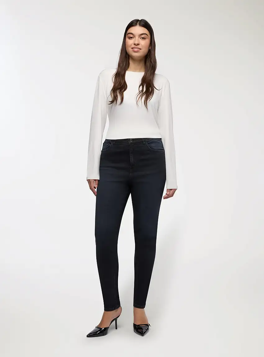 Jeans skinny a tinta unita Nero denim