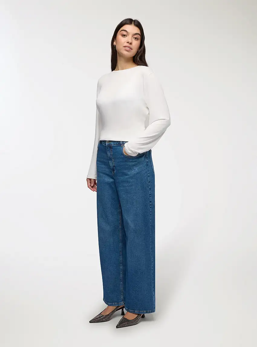 Jeans wide leg Blu denim medio