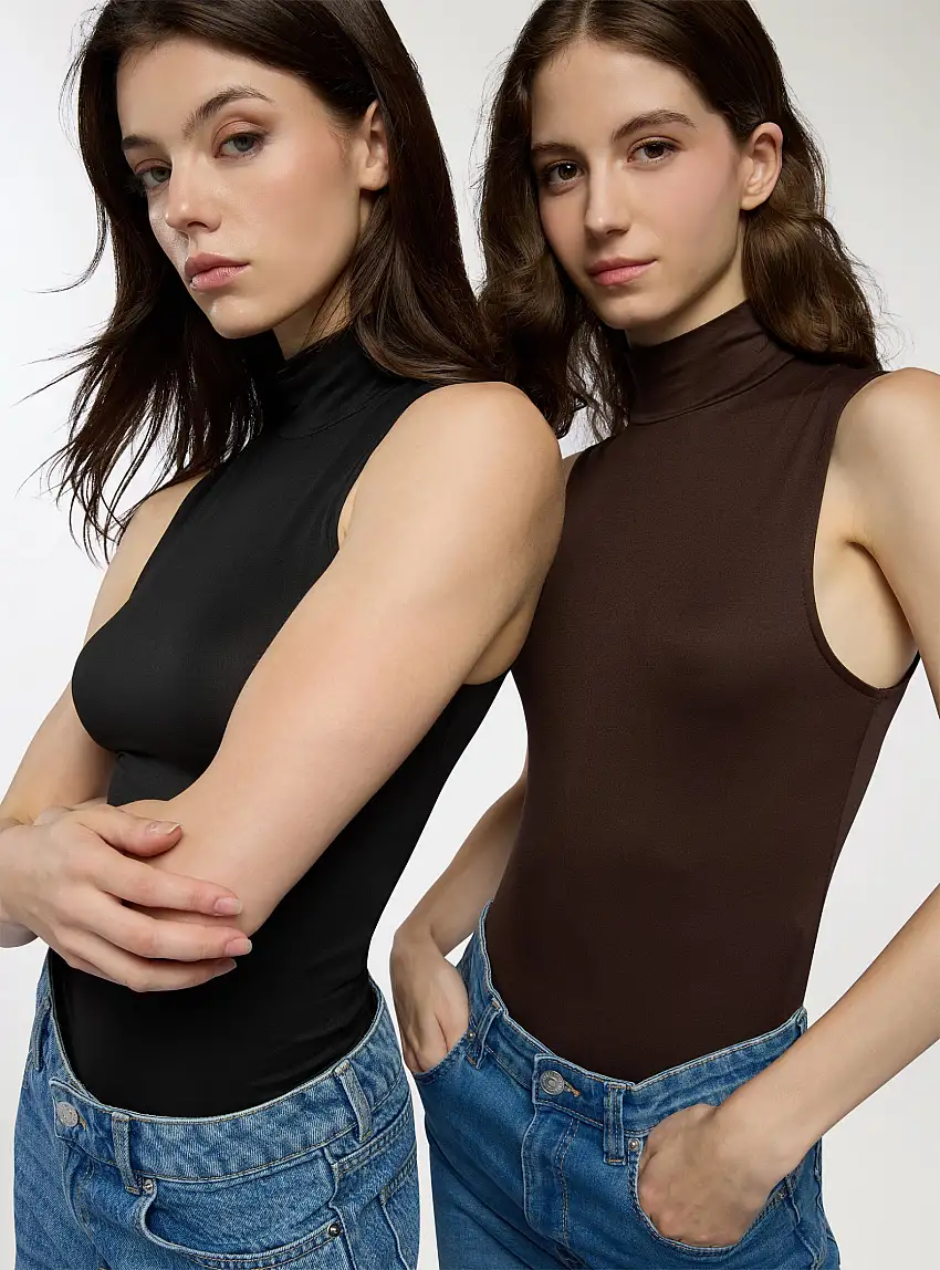 Pack 2 canotte lupetto tinta unita Nero