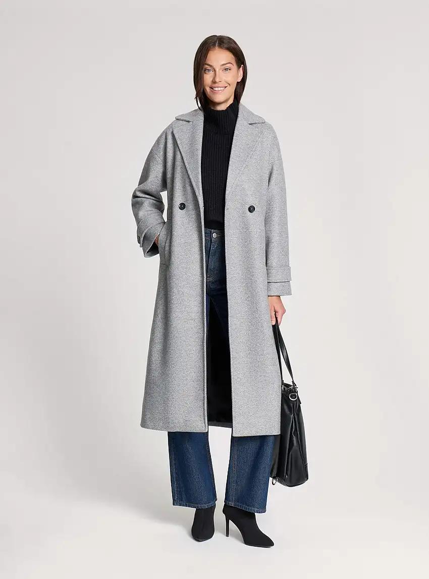 Cappotto doppiopetto oversize Grigio medio melange