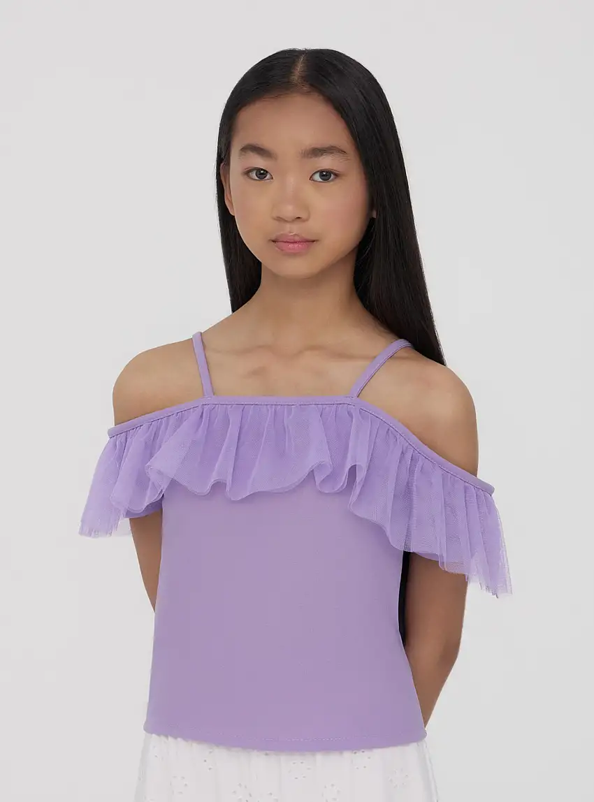 Top con balza in tulle Lilla