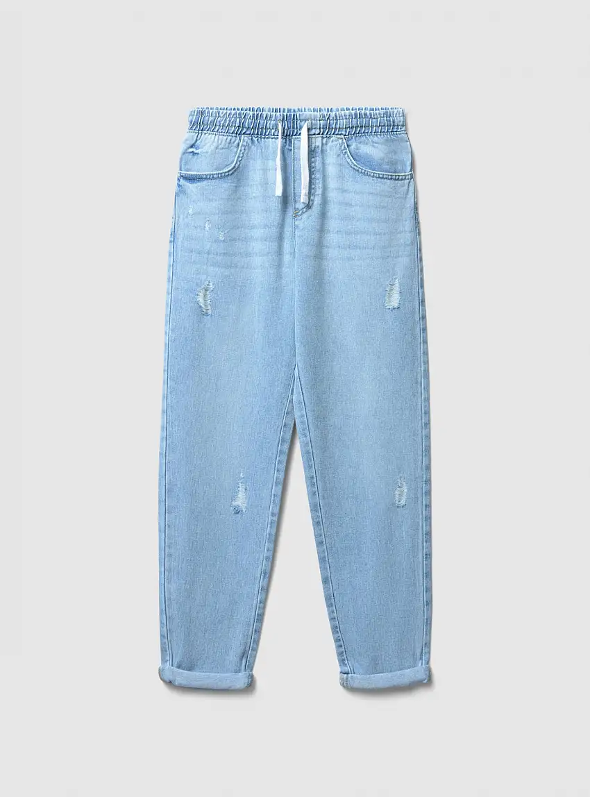 Jeans jogger con strappi Blu denim chiaro