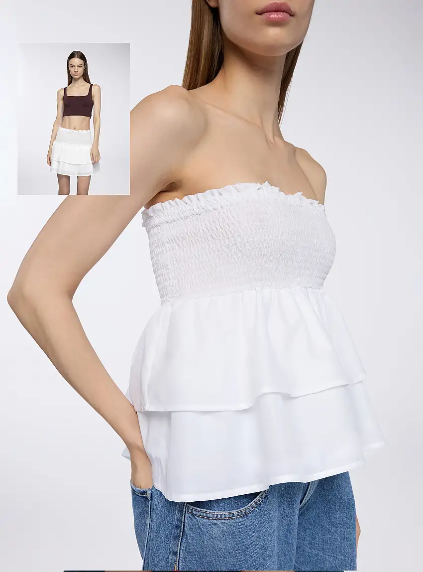 Gonna/top multifunzionale con balze Bianco ottico