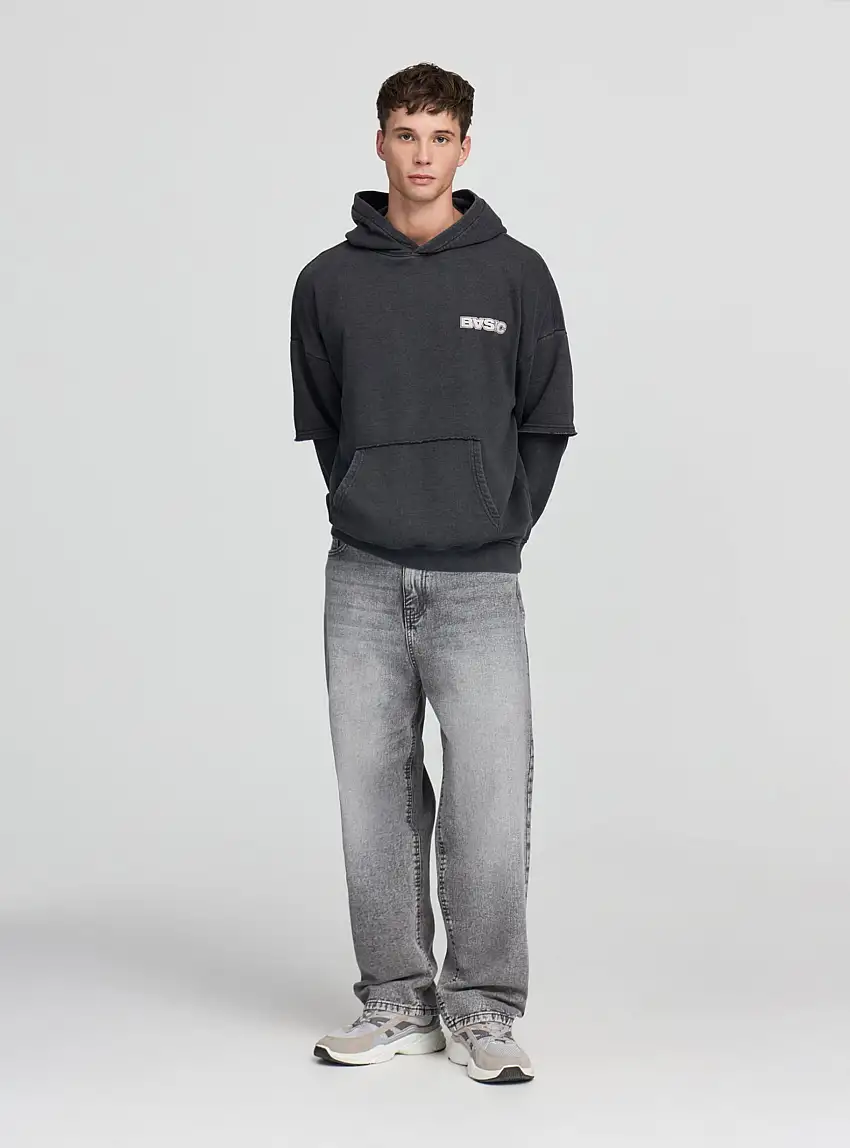 Jeans superbaggy acid wash Grigio denim