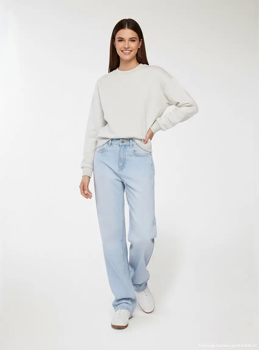 Jeans straight fit Blu denim chiaro