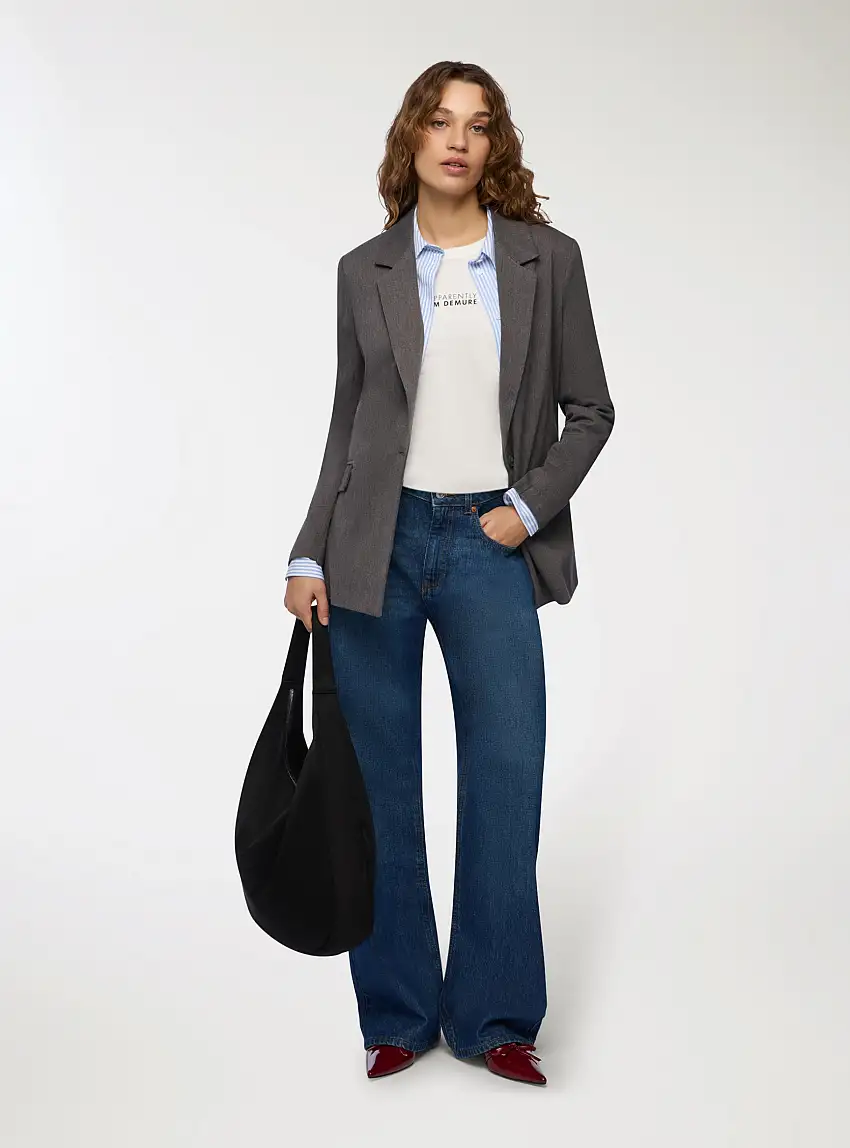 Giacca monopetto tinta unita Grigio medio melange