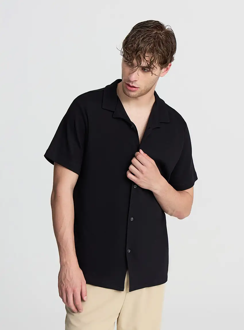 Camicia tinta unita Nero