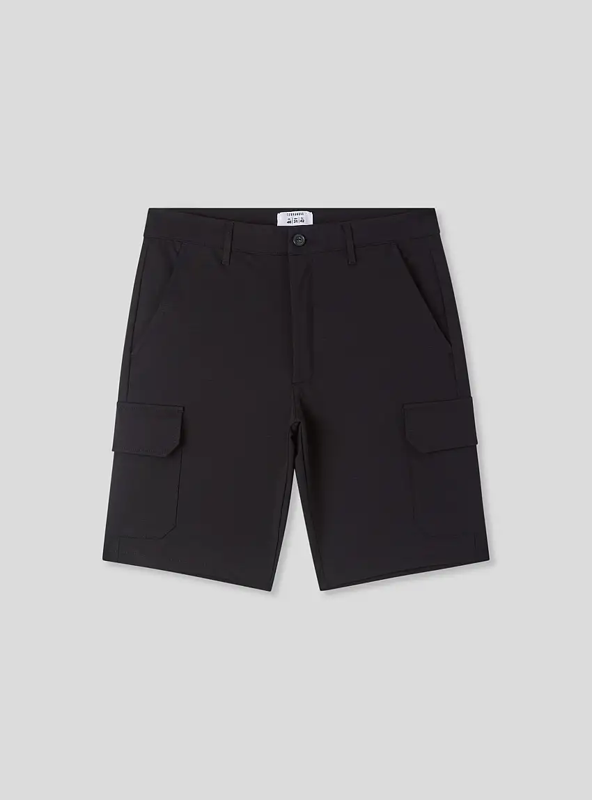 Pantaloncini cargo tinta unita Nero