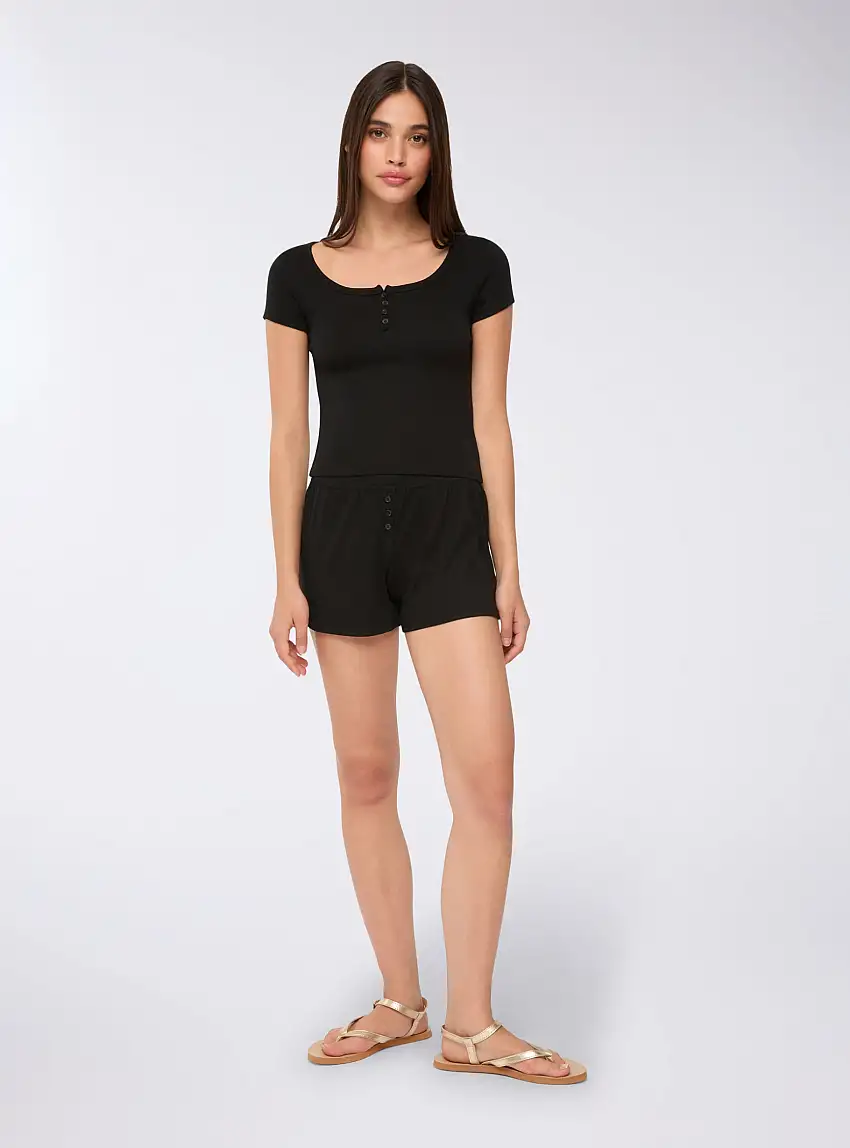 Shorts con bottoni Nero