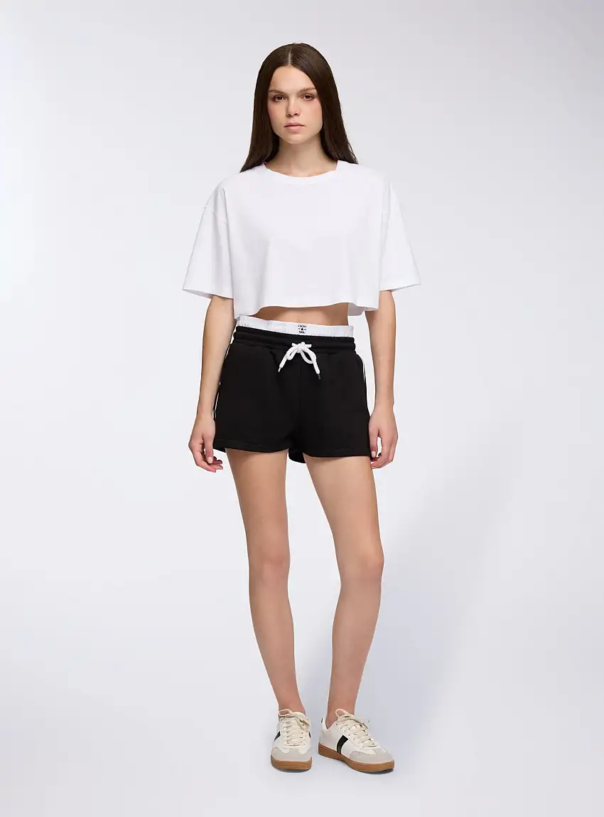 Bermuda vita doppia effetto boxer Nero