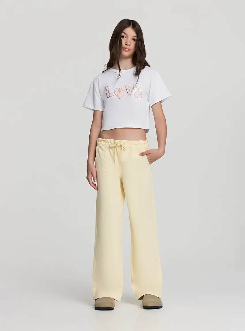 Jogger wide leg con coulisse Giallo