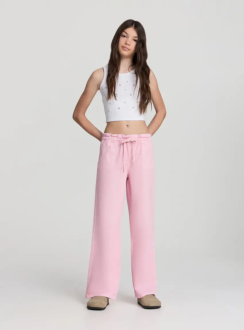 Jogger wide leg con coulisse Rosa