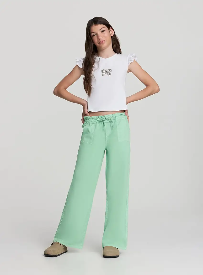 Jogger wide leg con coulisse Verde acqua