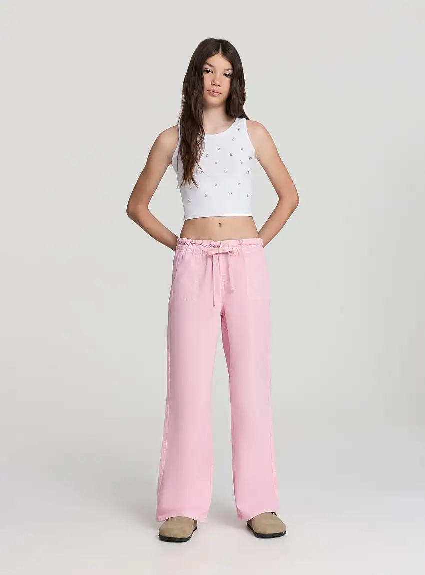 Top con applicazioni gioiello Bianco