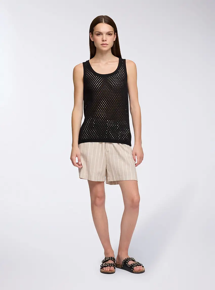 Top in rete senza maniche Nero