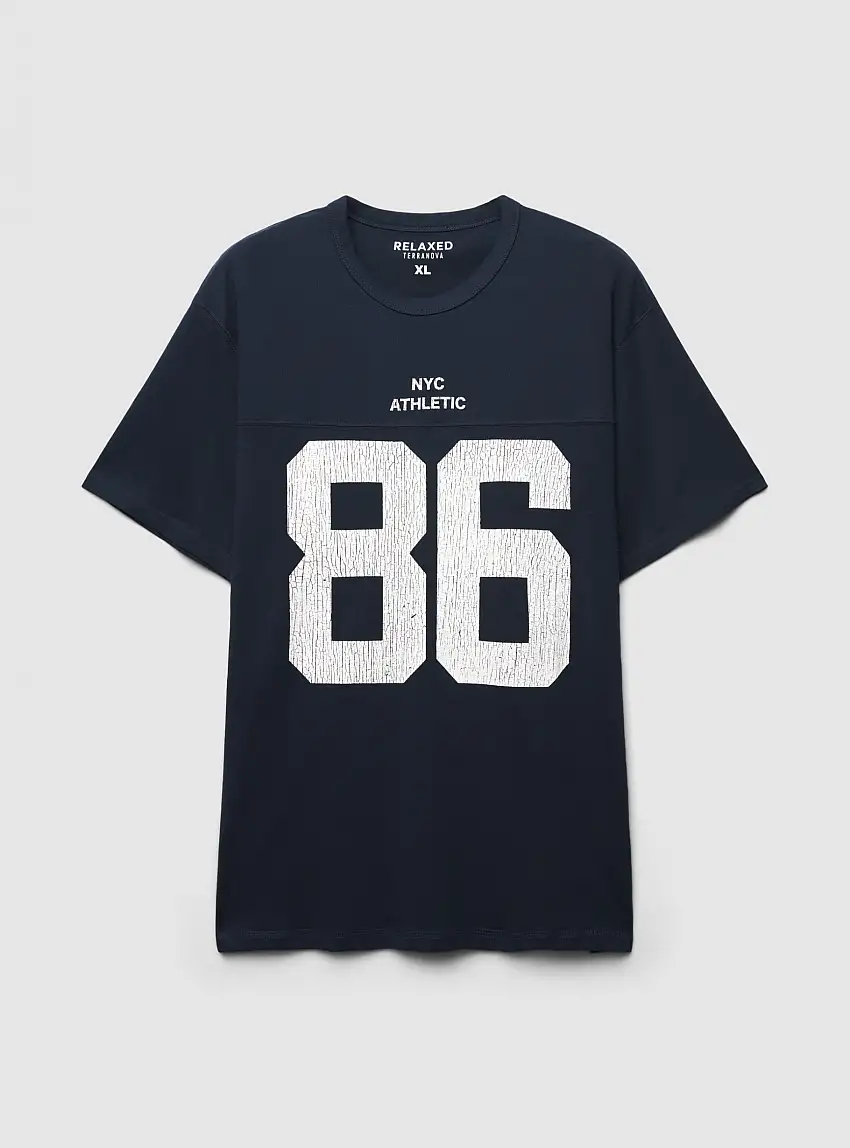 T-shirt relaxed con stampa 86 Blu navy